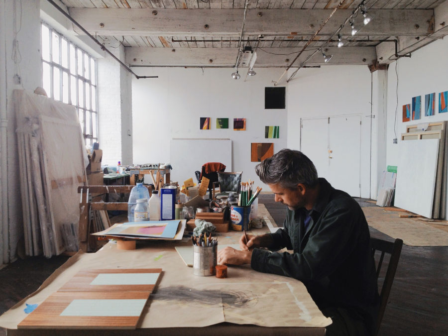 artist in his studio an example of custom visual content