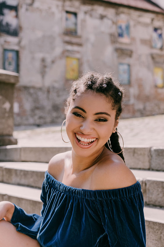 portrait girl laughing