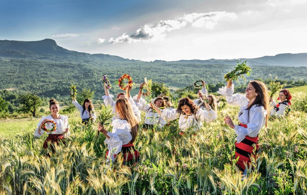 dancing in field