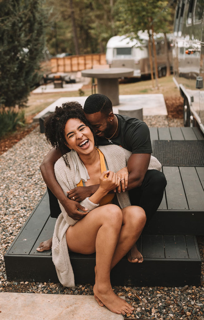 portrait couple hugging