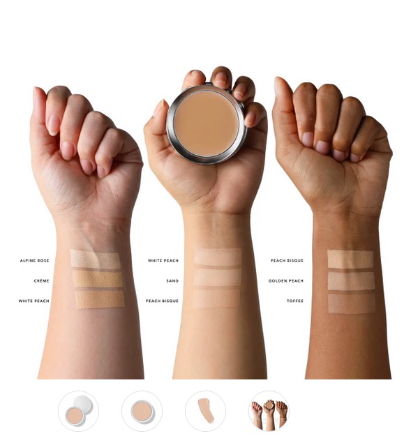 pure product image with close up of arms and makeup shade